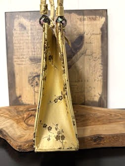 Oriental Purse Cloisonne Beads Silk Brocade Floral Design