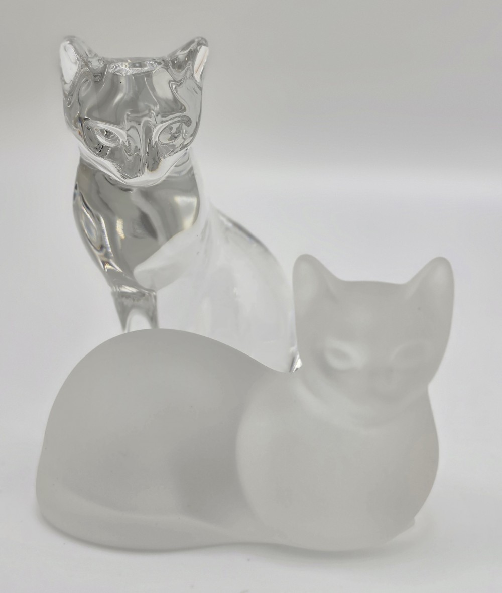 VTG 1993 Lenox Crystal Cat Frosted and Clear Set