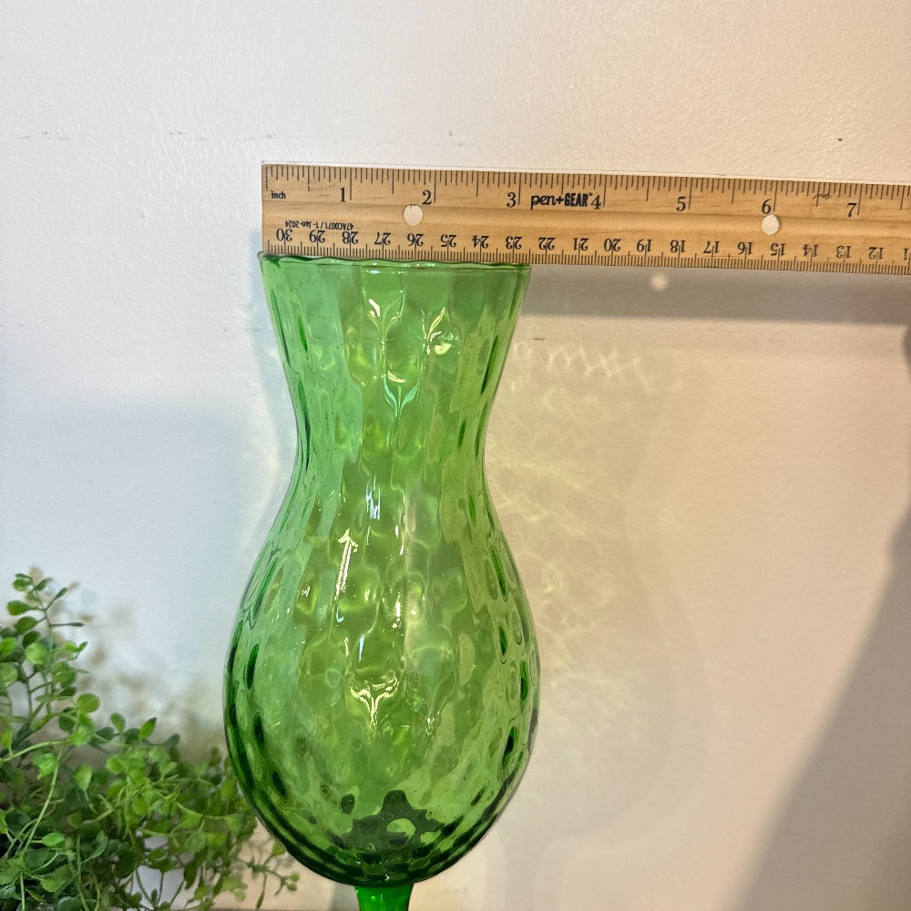 Vintage Empoli Green Diamond Optic Footed Vase
