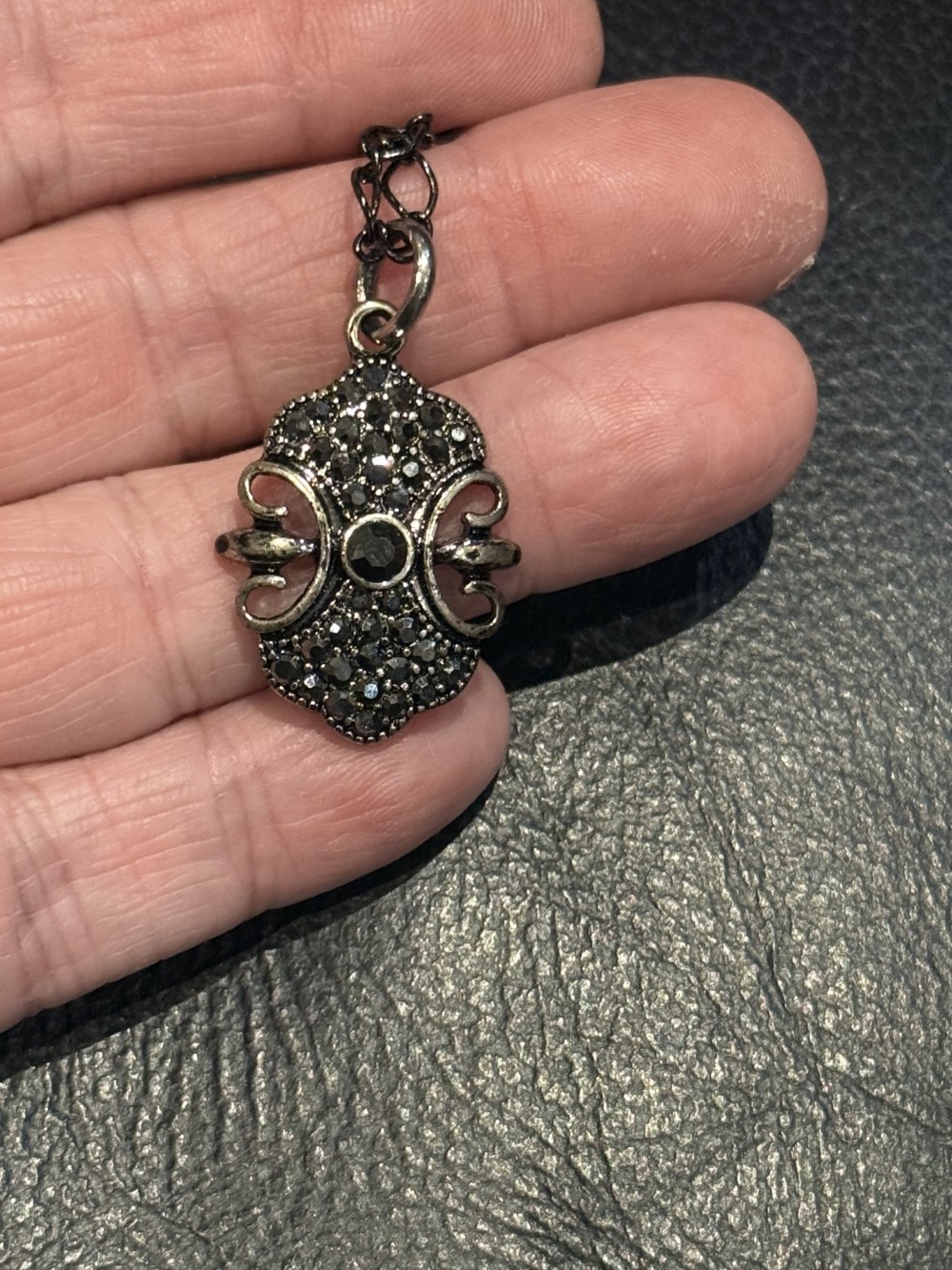 Pendant Necklace - Marcasite Medallion
