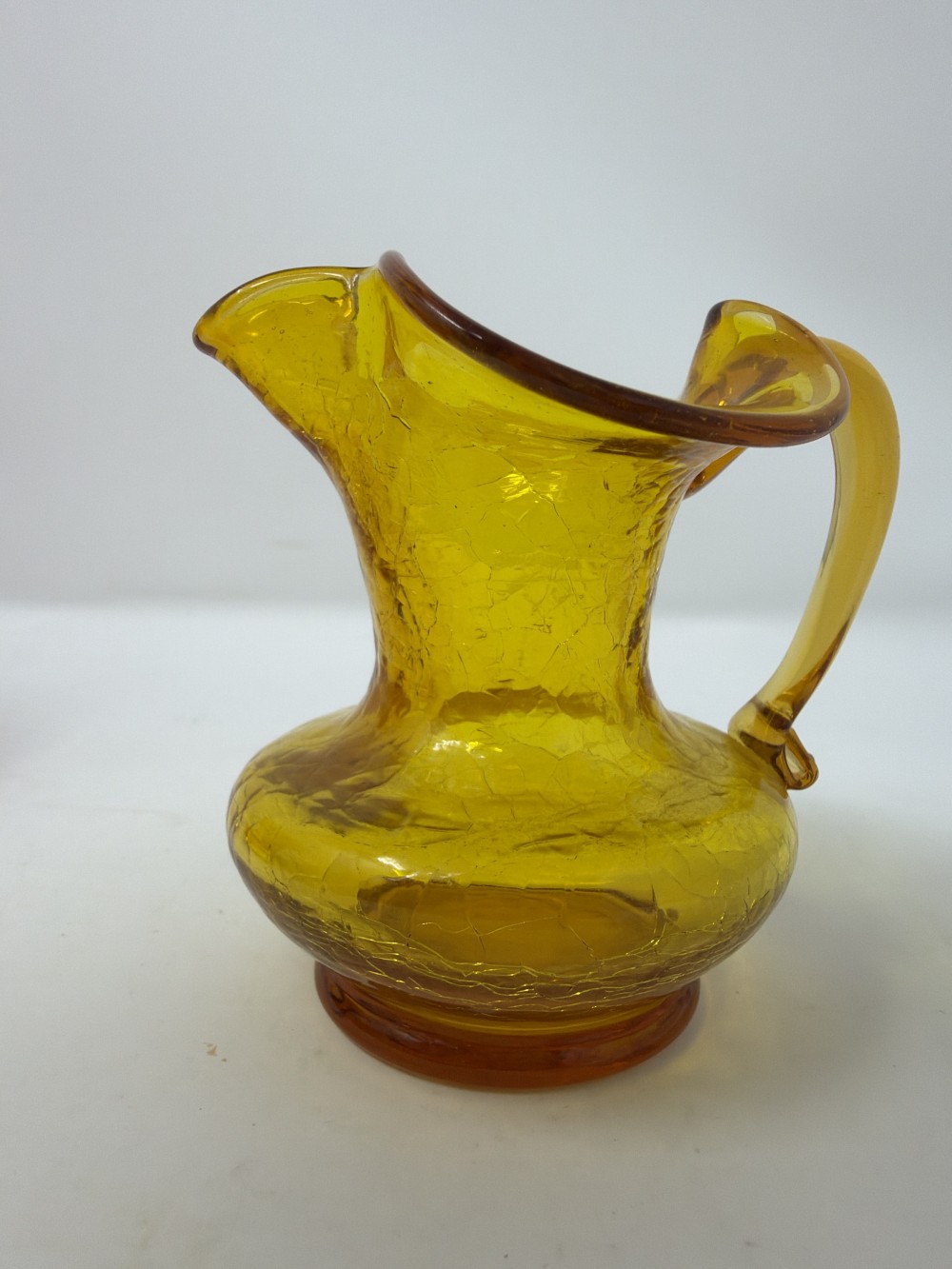 Vtg Amber Crackle Vase |UV Reactive