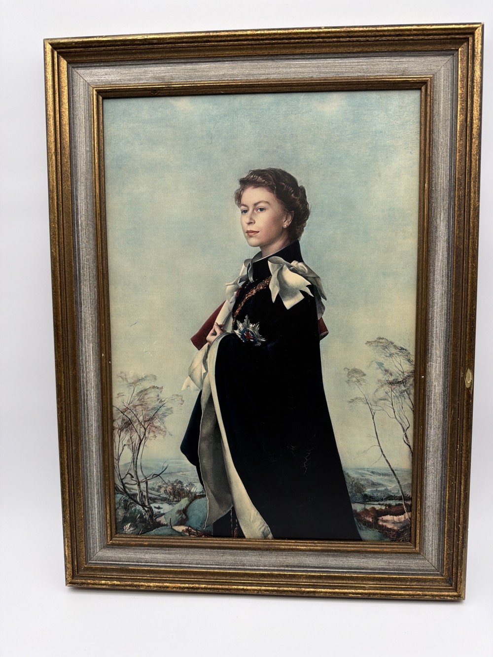 Framed Queen Elizabeth II Print AS IS