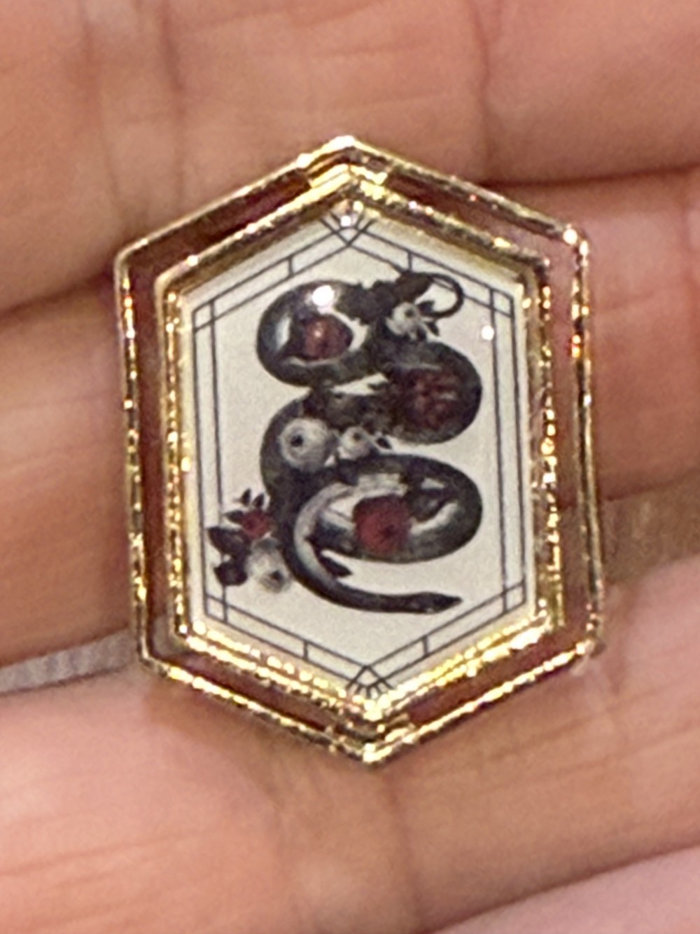 Brooch Pin - Gold Medallion with Snakes and Skulls, Serpent