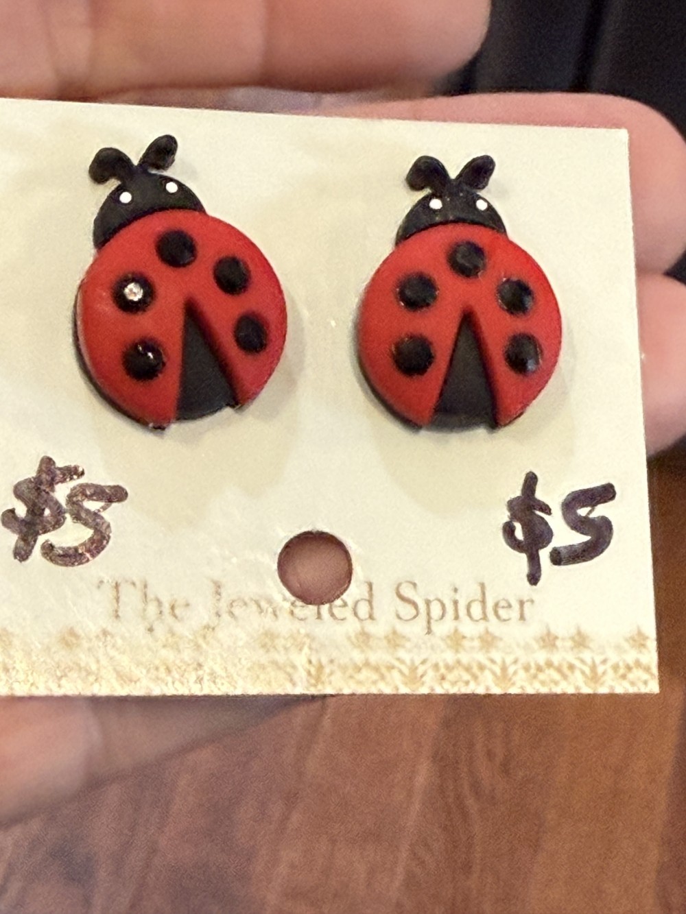 Stud Earrings  - Lady Bug Jeweled, Insect