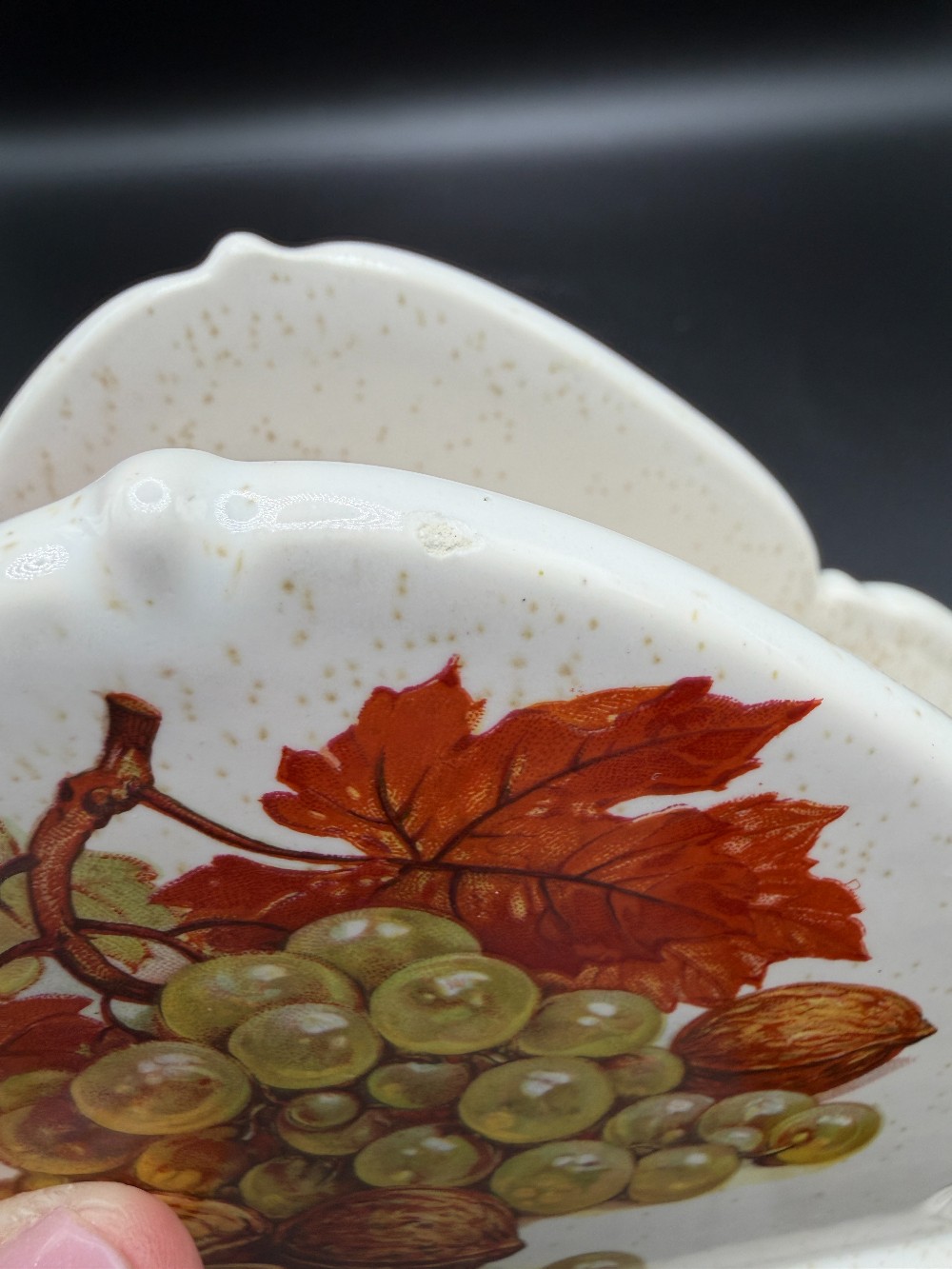 Vintage McCoy Pottery Autumn Fruits Napkin Holder 196 USA Speckled Ceramic 1970s