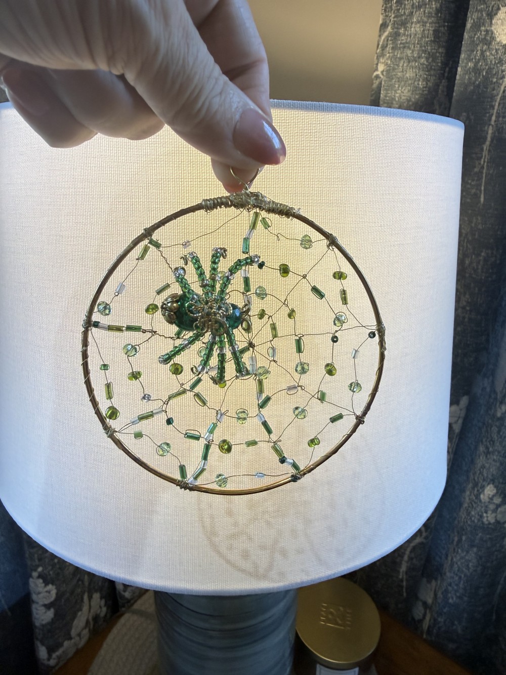 Suncatcher - Spider on Web Green Gold