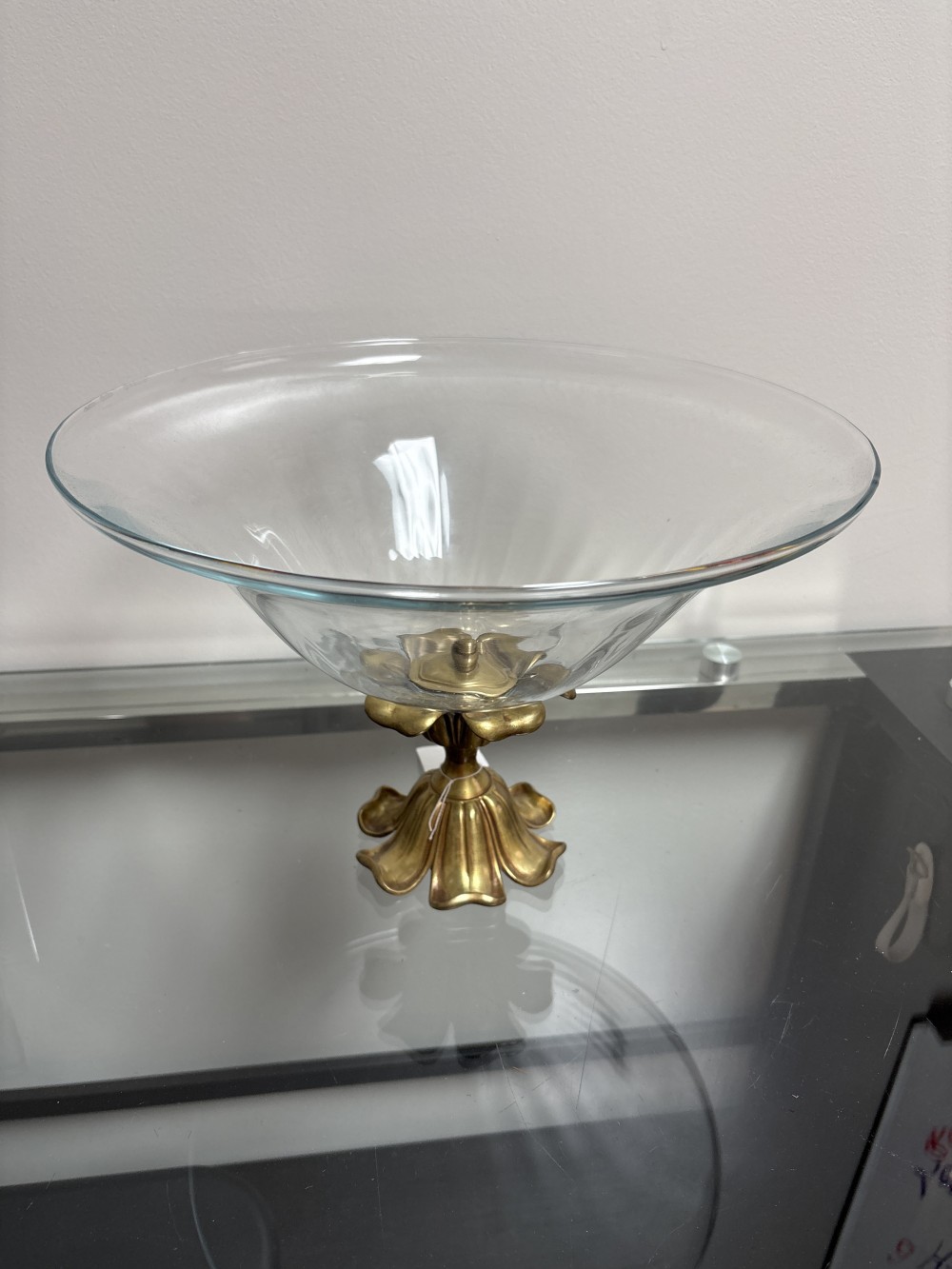 Glass Bowl w/Brass Pedestal