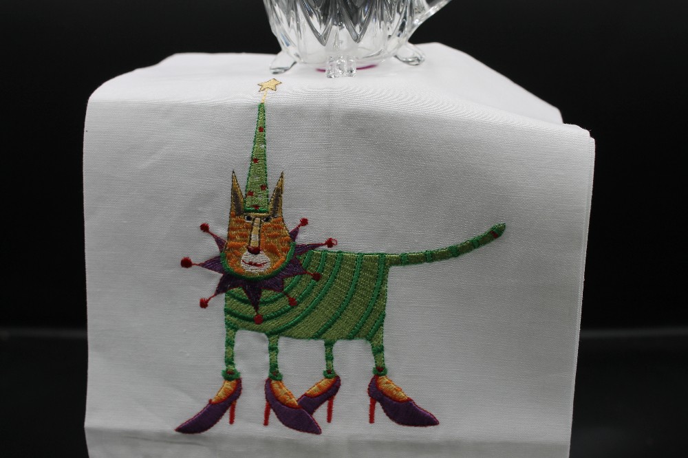Christmas Tree Cat towel Dept56/Patience Brewster KRINKLES