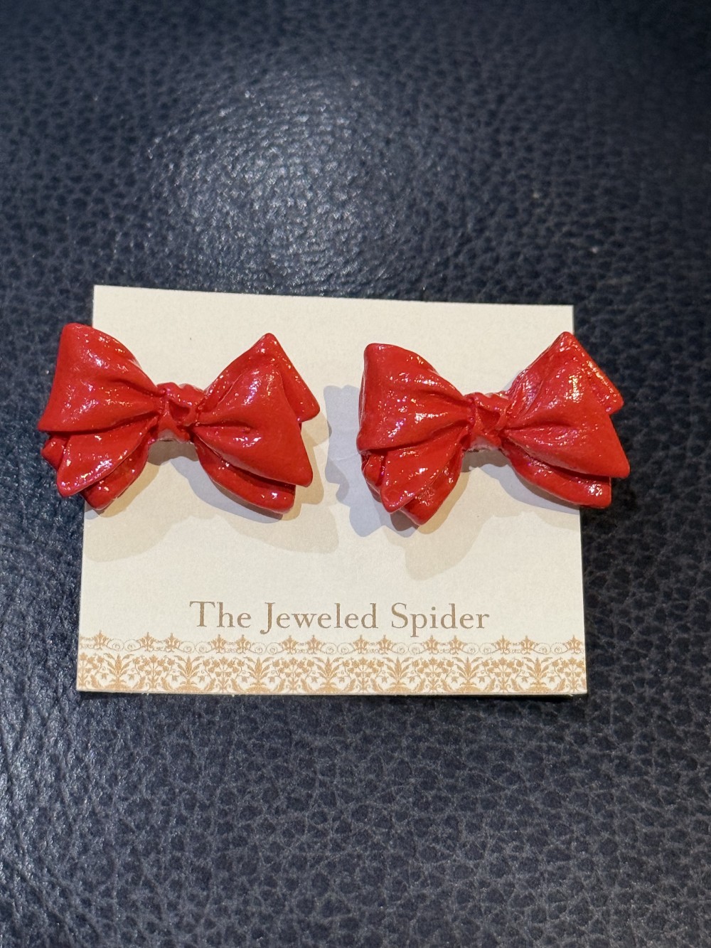 Stud Earrings - Red Bows