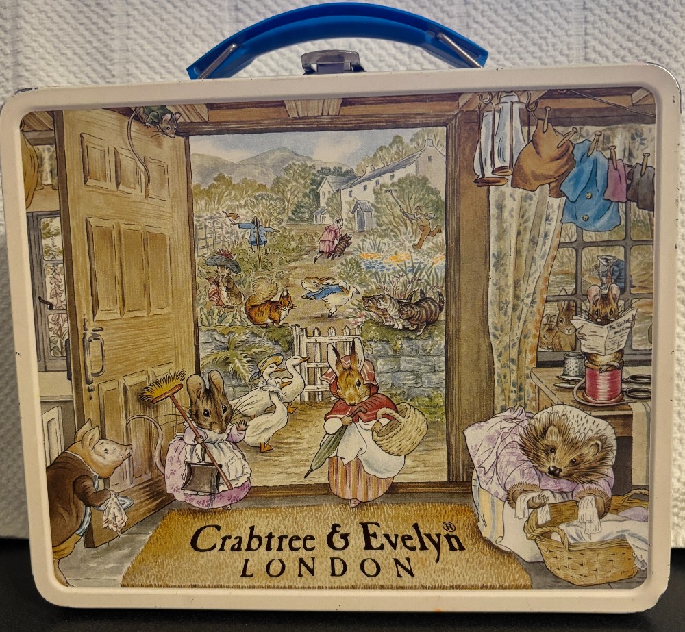 Crabtree & Evelyn lunchbox Beatrix Potter metal case 1985