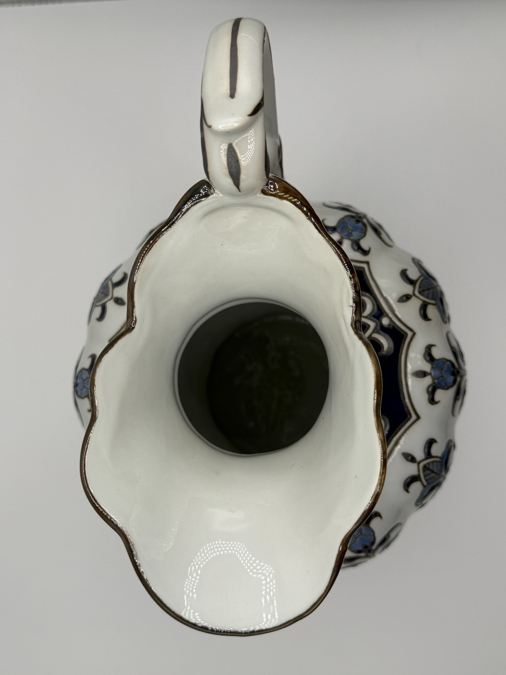 Chinoiserie Blue and White Porcelain Ewer Pitcher