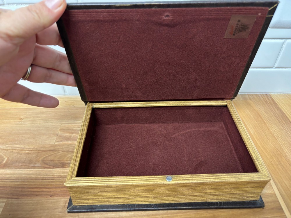 Book Storage Box Faux Leather Decorative Secret Keepsake Box Hidden Storage 8.5