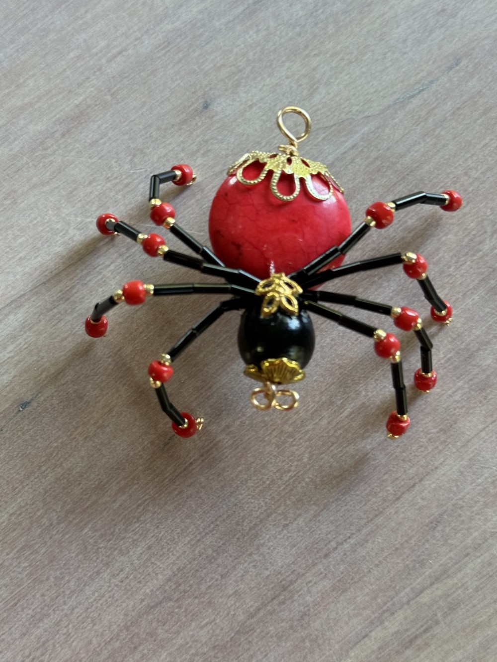 Ornament - Spider L Flat Red Black Gold