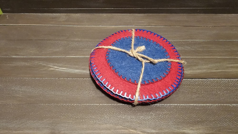 Set 4 handmade oversized felt coasters