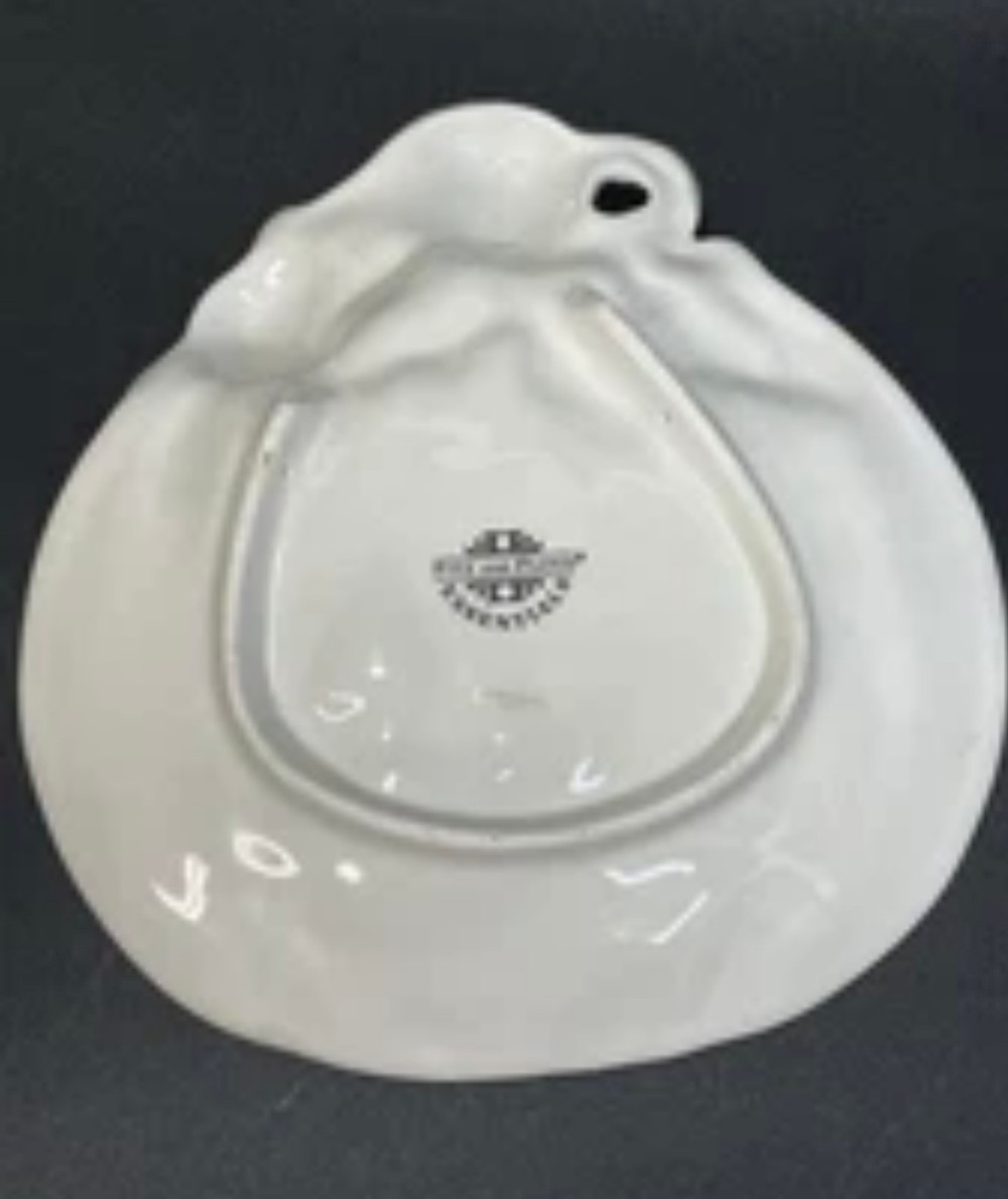 Candy Dish Fitz and Floyd Essentials Halloween Jack-O'-Lantern Pumpkin Gray Cat Ceramic 9