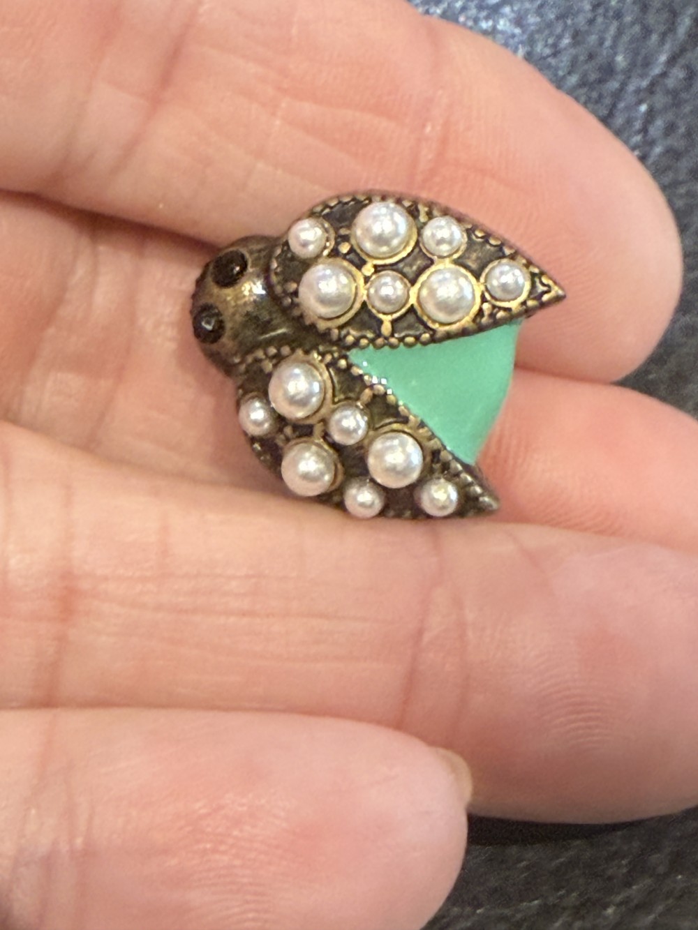 Brooch Pin - Bug, Insect, Lady Bug Pearls