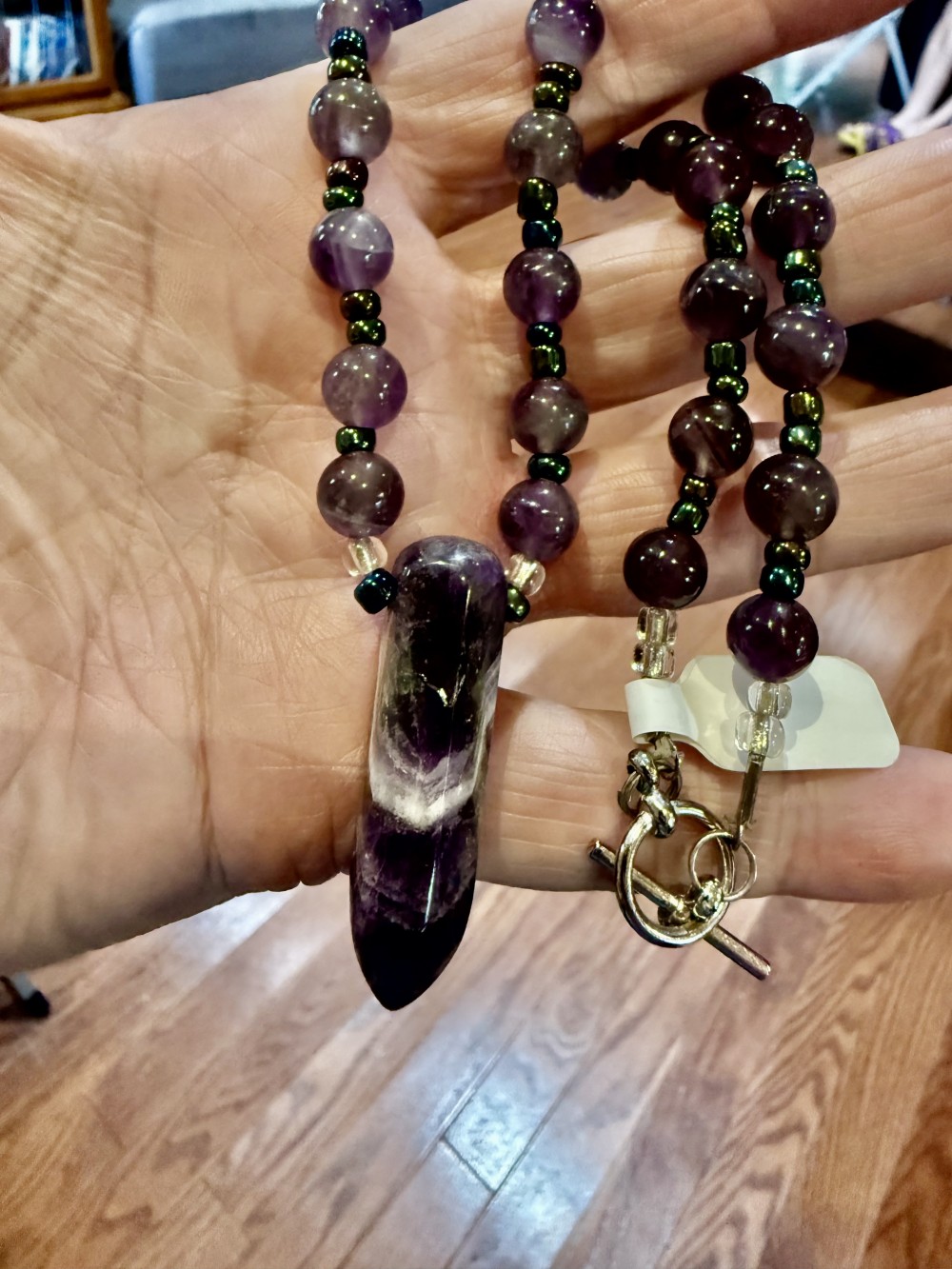 Necklace - Purple Crystal and Stone