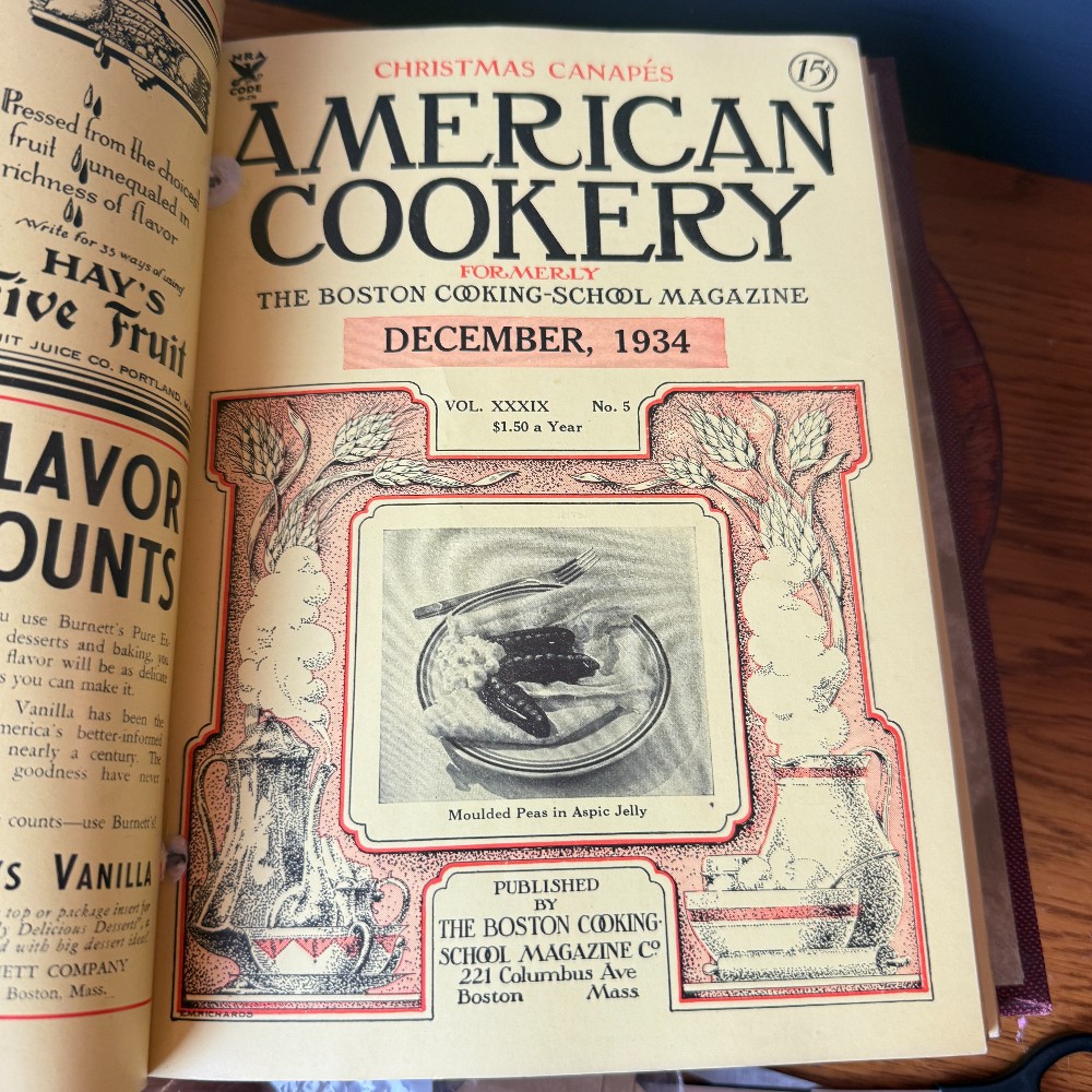 Bound American Cookery Magazine 1933–1935 Burgundy Cloth Kitchen Ephemera - DANA