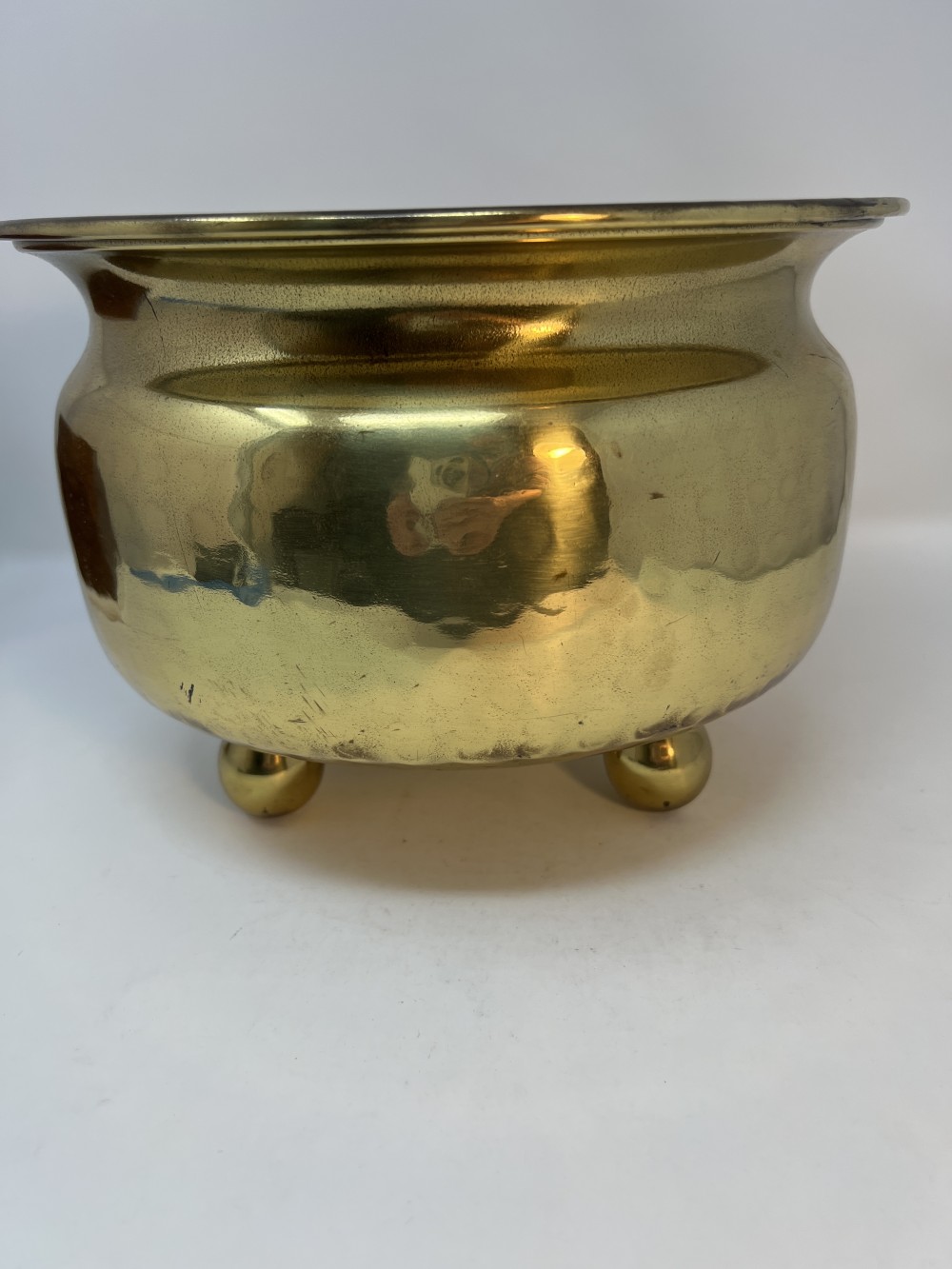Vintage Footed Brass Planter