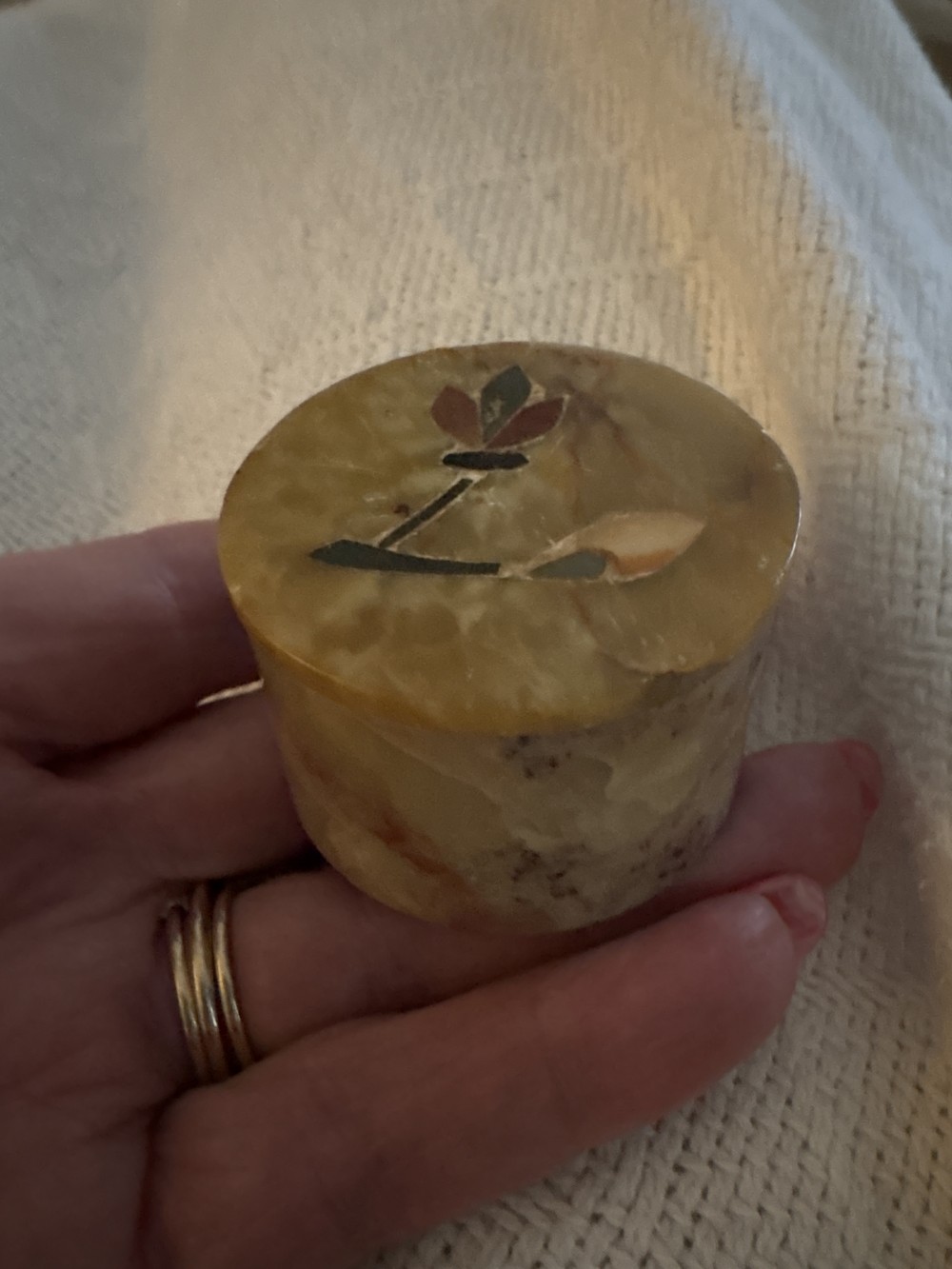 Vintage Soapstone Round Trinket Box