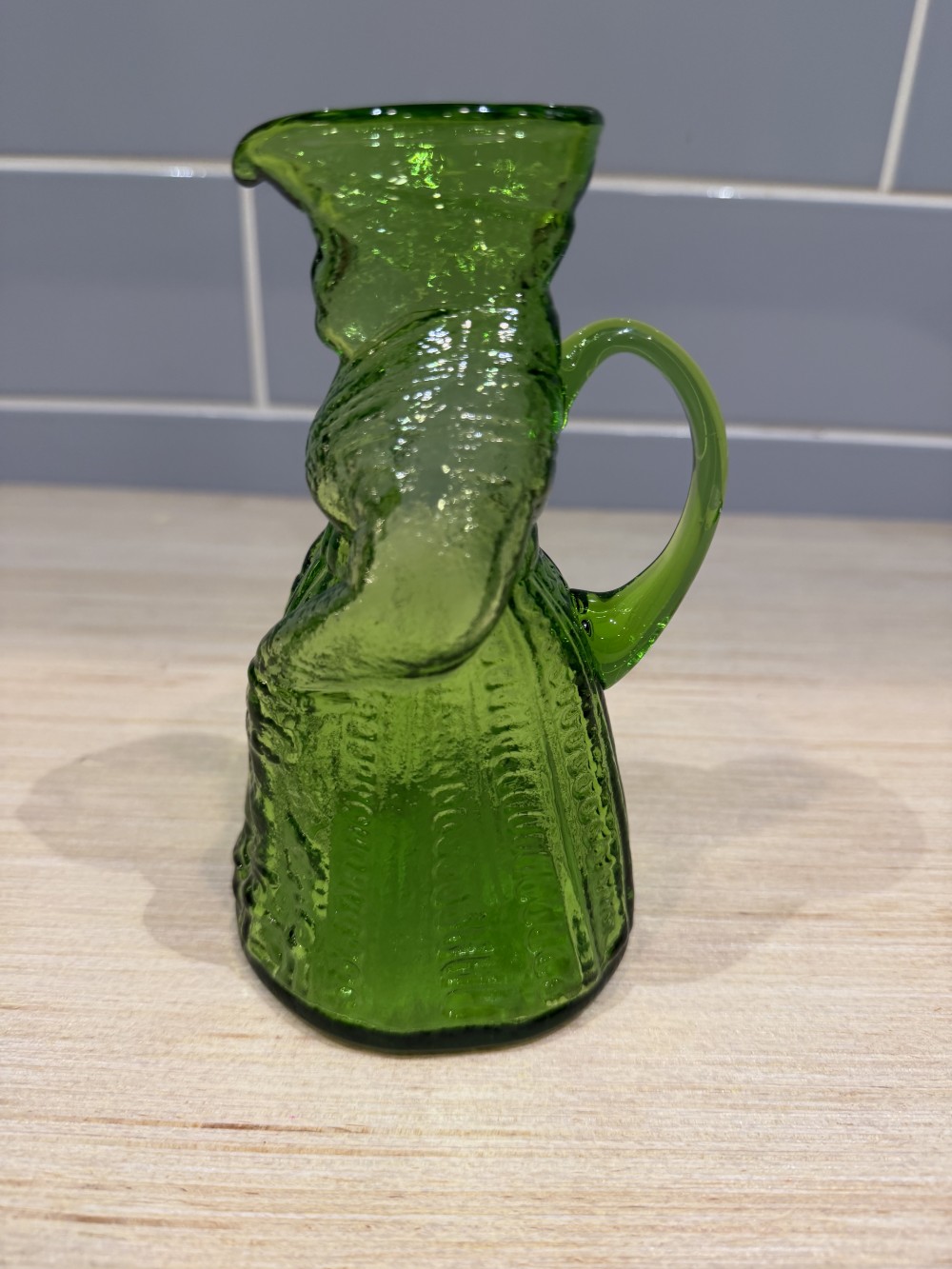 Vintage Pressed Green Pitcher 6.5”