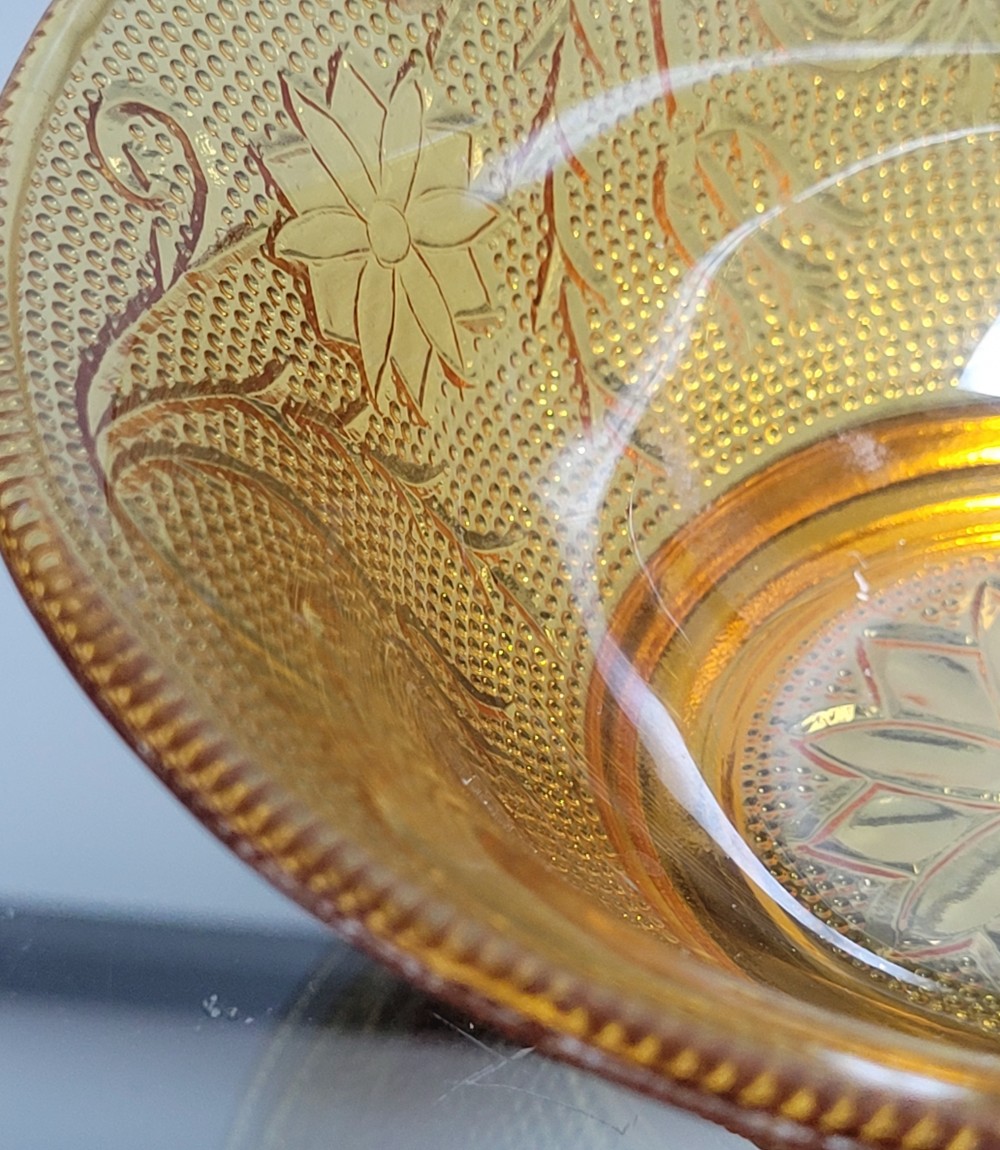 VTG Indiana Glass Tiara Sandwich dessert bowl amber