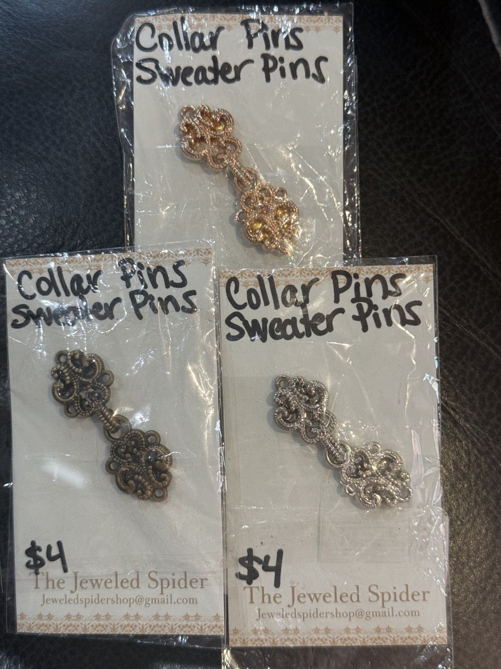 Collar Pins - Sm swirls, Dress pins, Sweater Pins, Sweater Clips