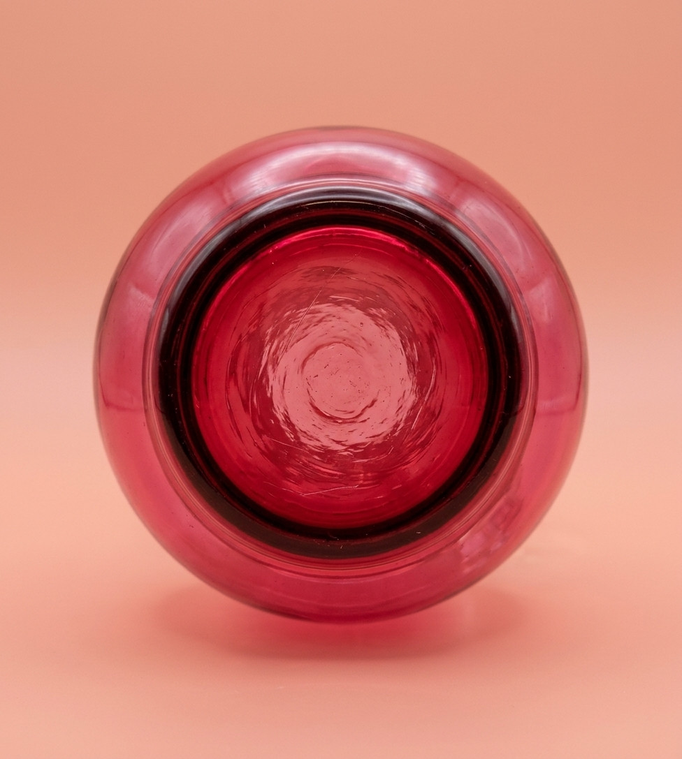 VTG Pilgrim Optic Swirl Cranberry Glass Pitcher