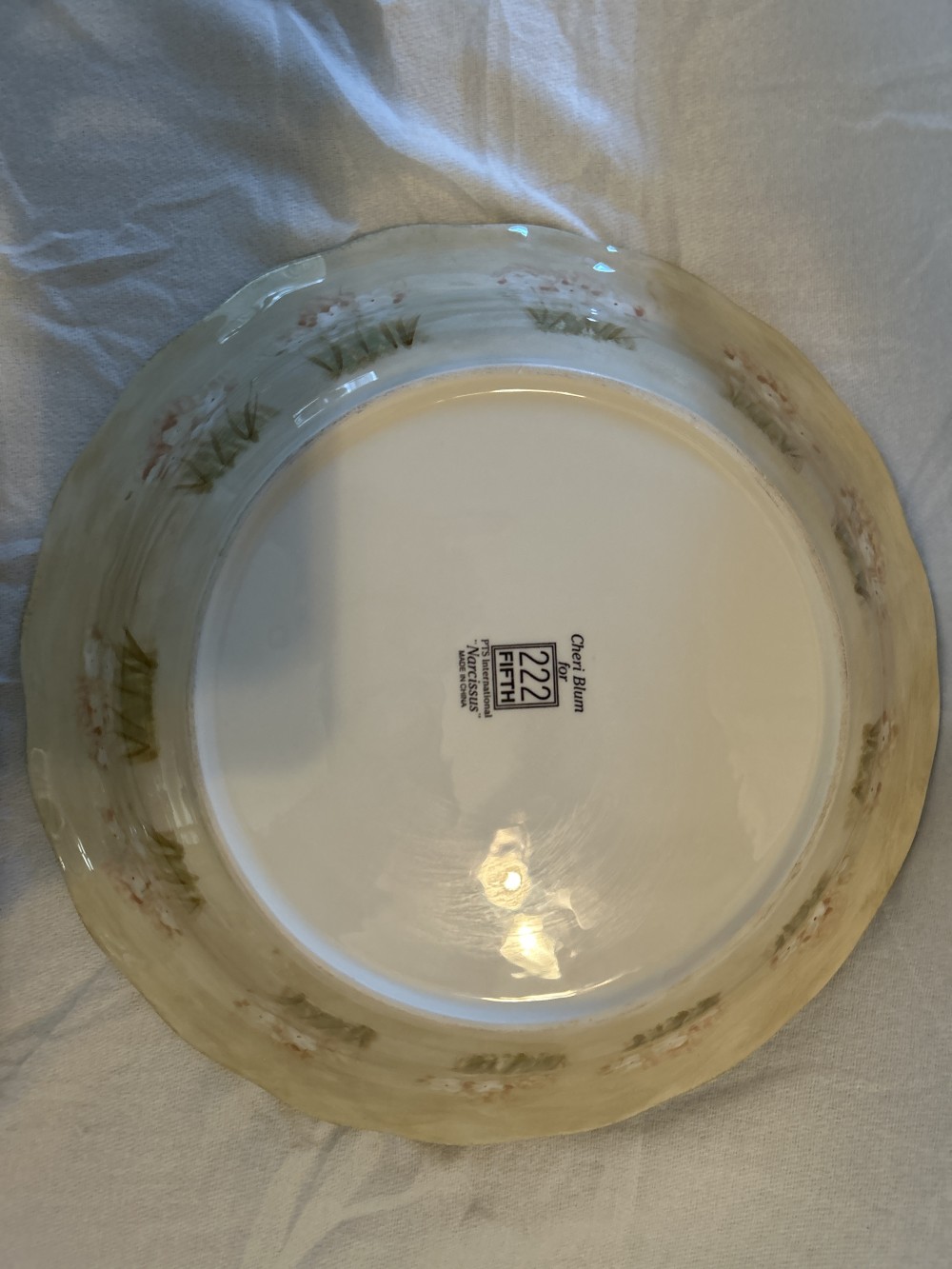 Cheri Blum for 222 FIFTH Large Serving Bowl and Platter - Narcissus Floral Pattern - see pics