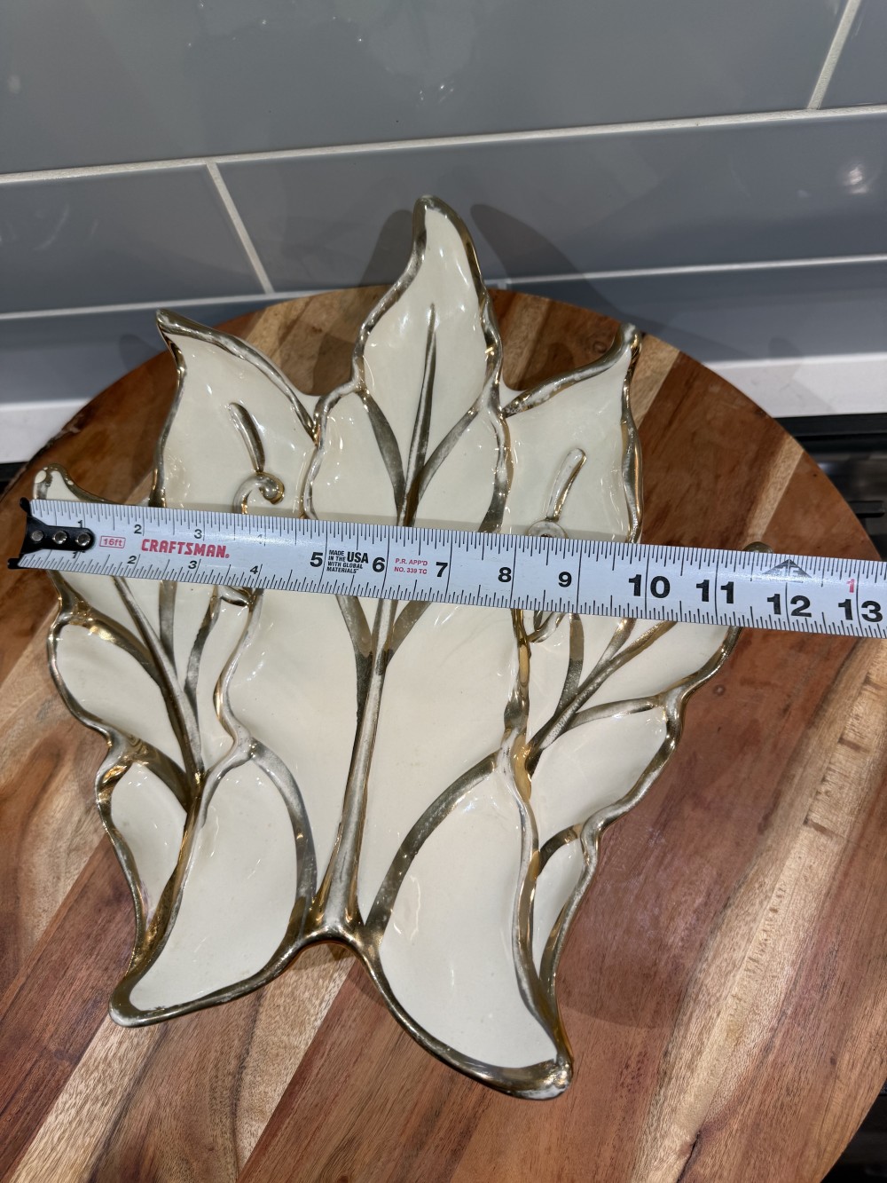 Vintage Gold-Trimmed Serving Dish