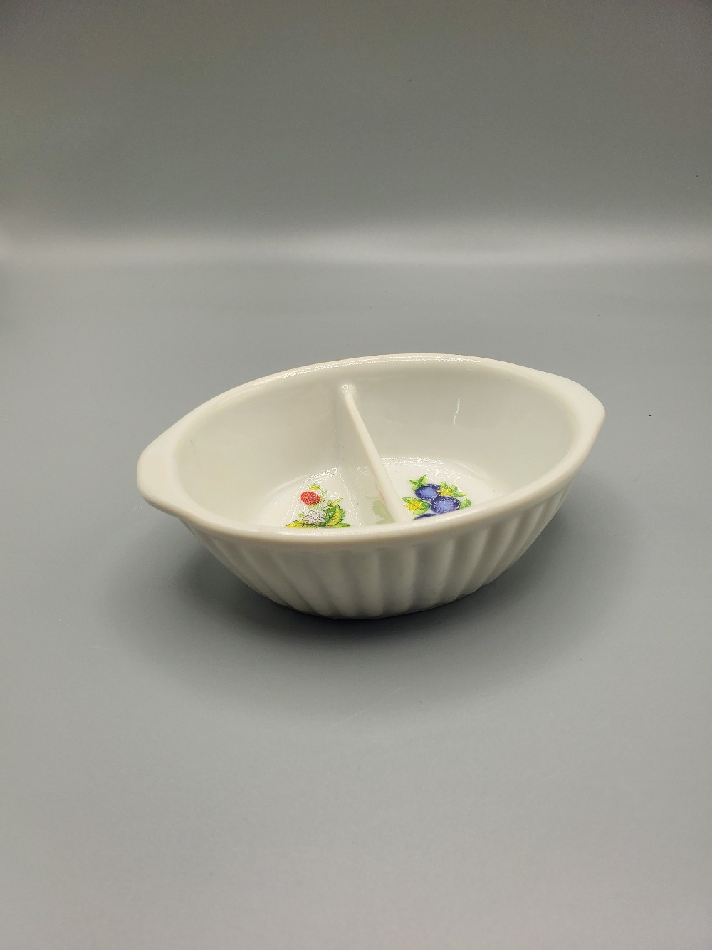 Petite White Ceramic Divided Serving Dish