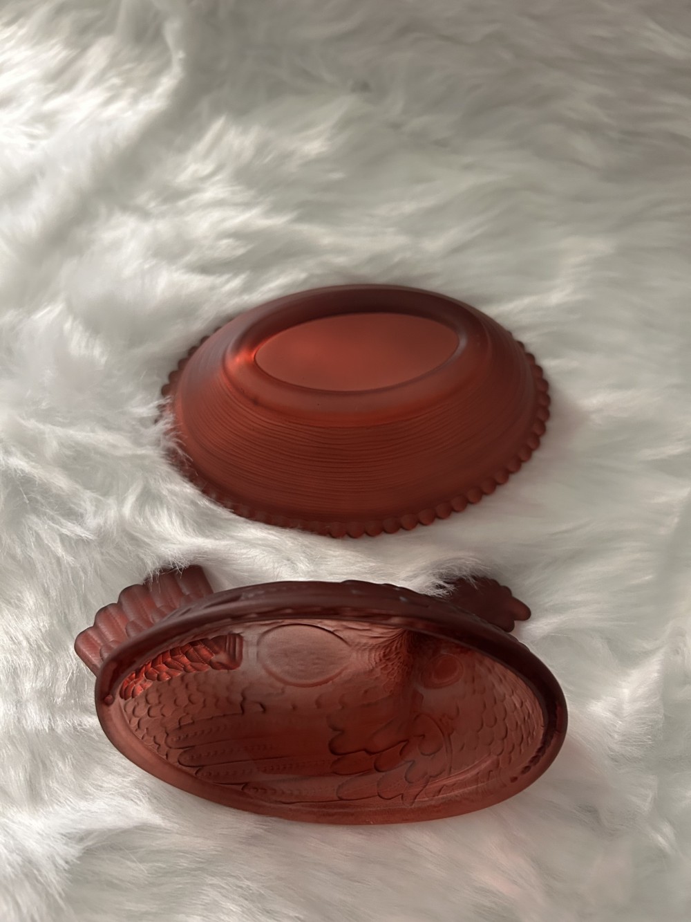 Hen on Nest - Cranberry /Red Glass - Small
