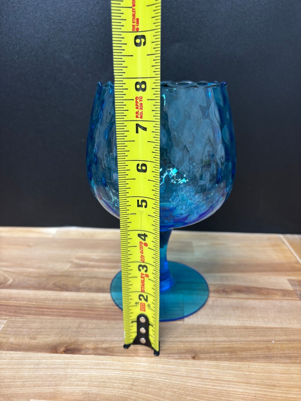 Vintage MCM Empoli Style Blue Optic Glass Brandy Snifter Goblet Vase