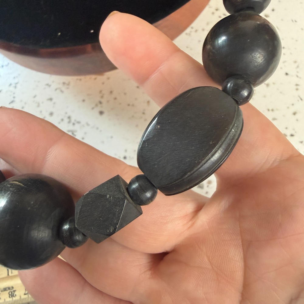 Vintage Dark Wood Graduated Bead Necklace