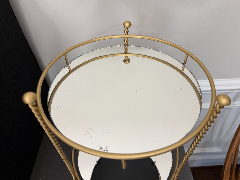 Vintage Hollywood Regency Gold Twisted Rope Accent Stand Vanity