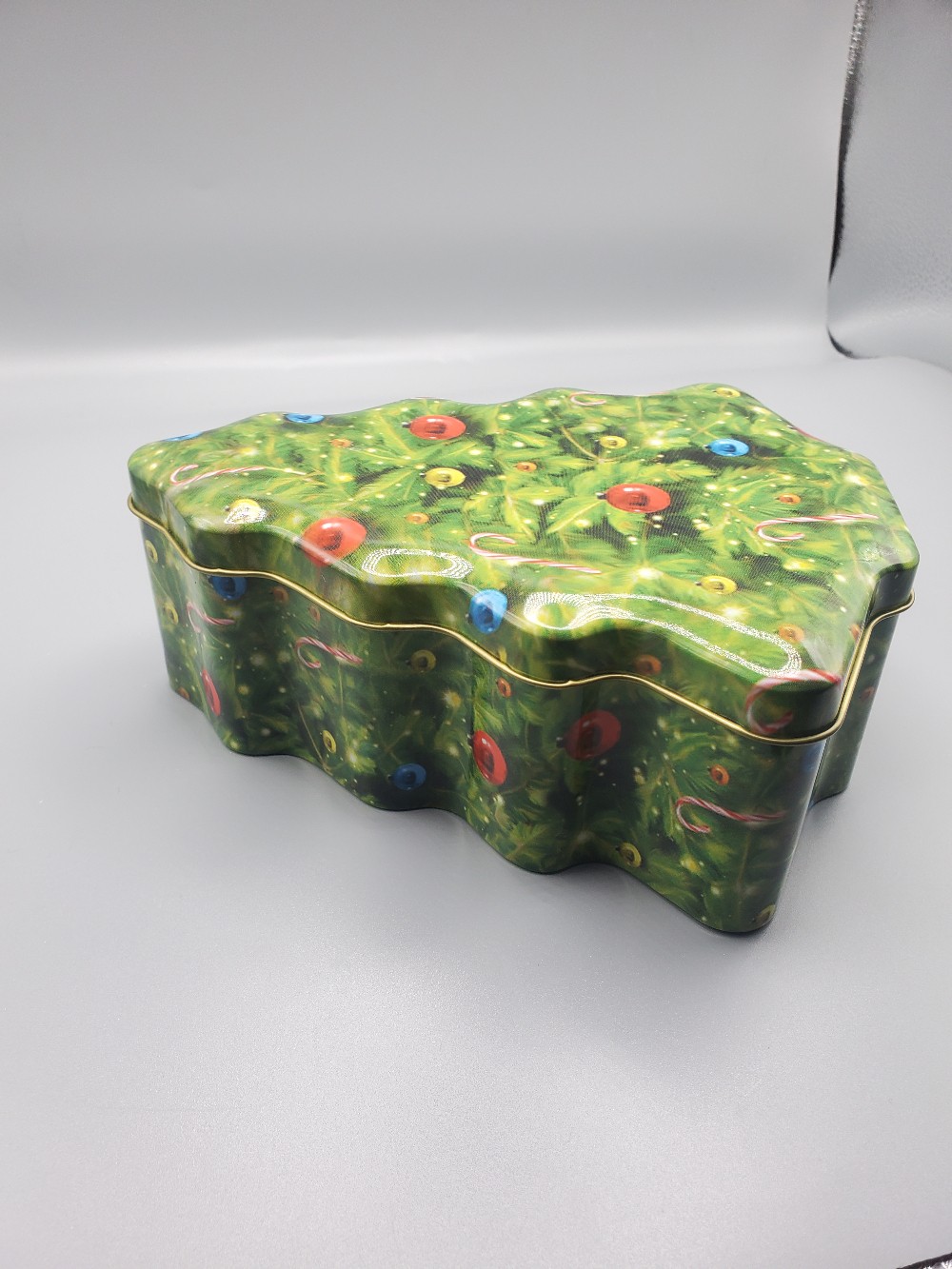 Christmas Tree Shaped Metal Tin