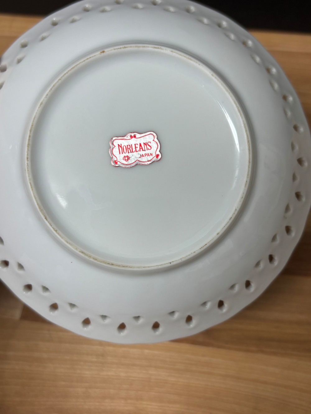 Vintage Norleans Japan Floral Reticulated Porcelain Bowl Gold Edge 5.5 Inches