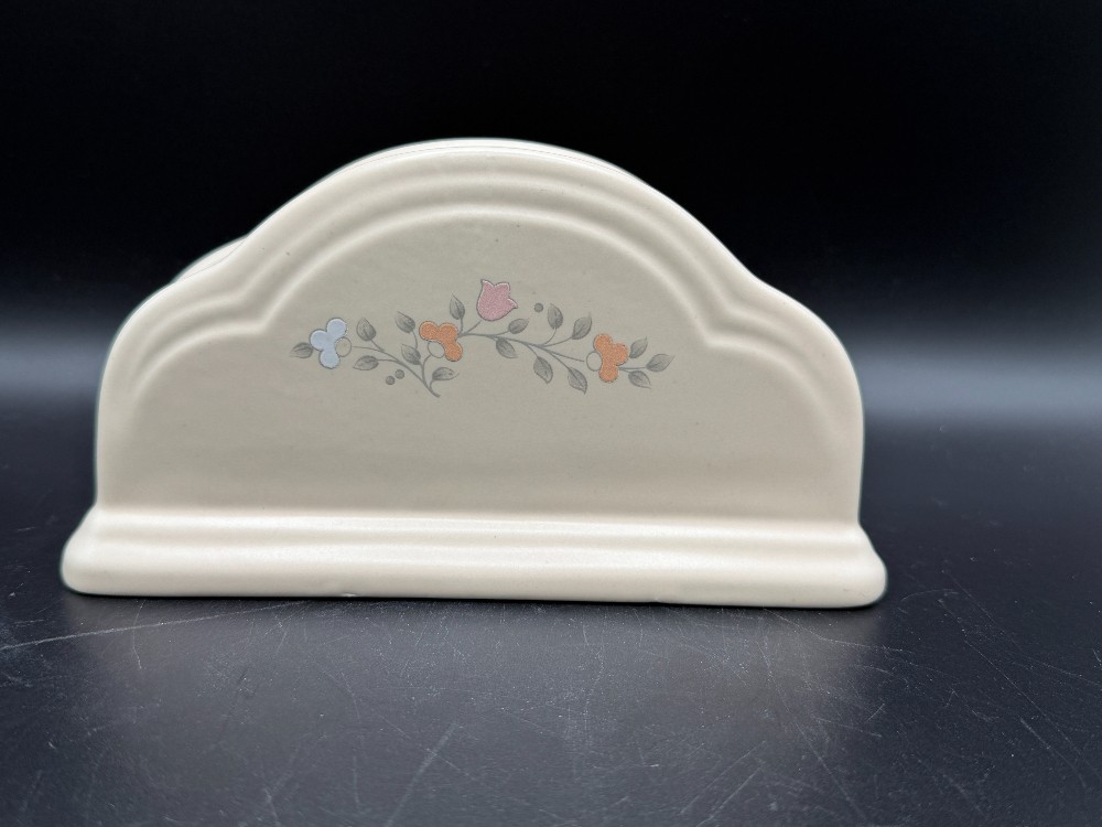 Vintage Pfaltzgraff Remembrance Stoneware Floral Napkin Holder