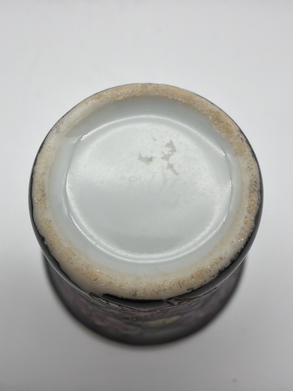 Miniature Floral Porcelain Cup Black Multicolor Asian Style