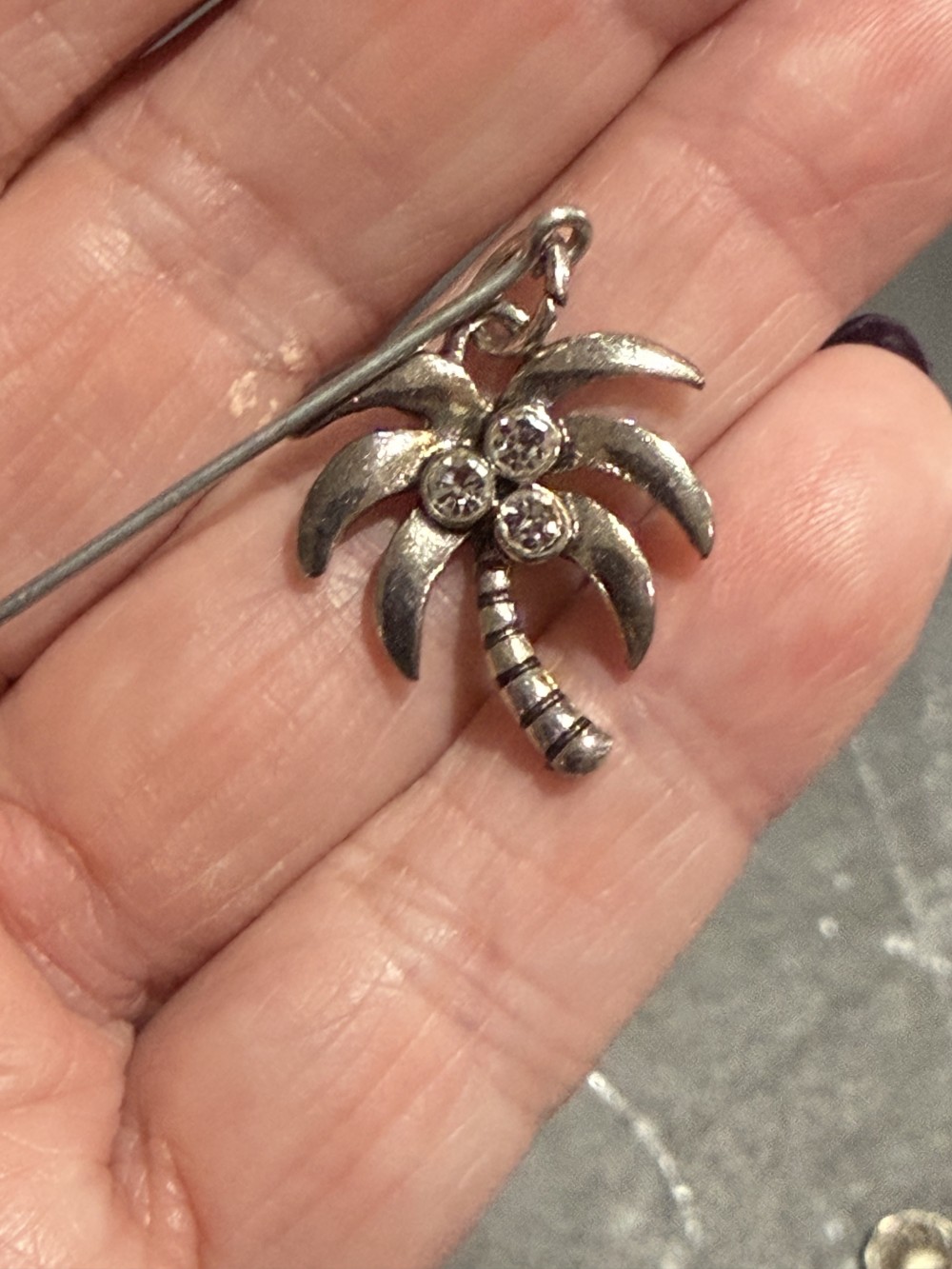 Hat Pin, Scarf Pin - Silver Coconut Tree Rhinestones, Lapel Pin, Hat Pins
