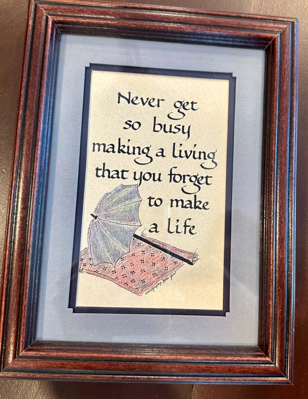 Framed Dolly Parton Quote in Calligraphy with Illustration