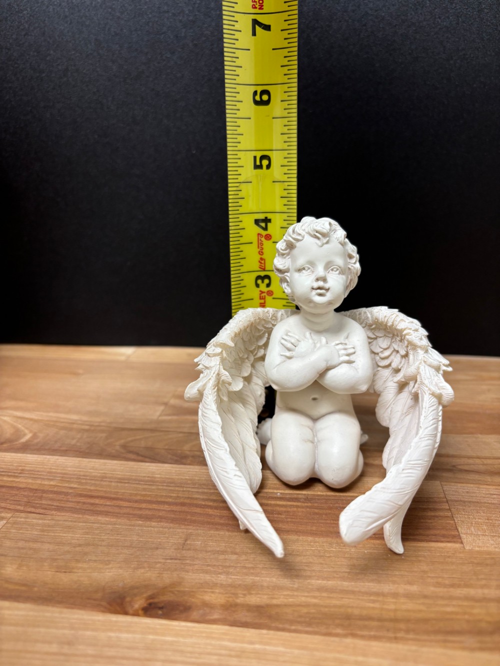 Kneeling Cherub Angel with Wrapped Feather Wings