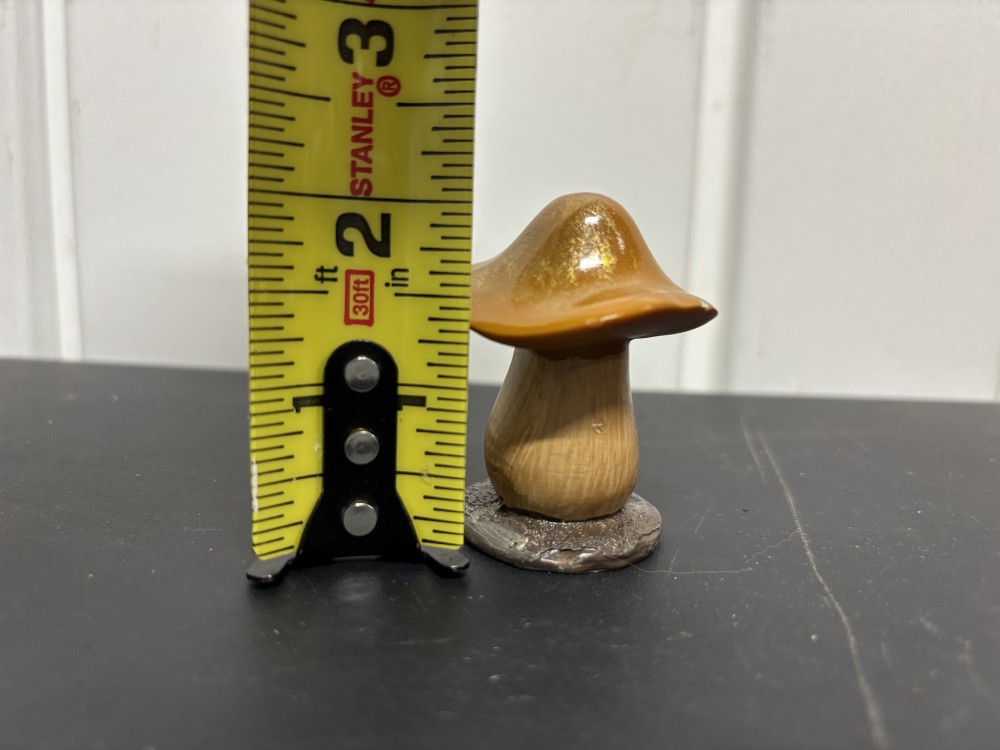 Hand Carved Wooden Mushroom Figurine Woodland Cottagecore Fairy Garden Decor