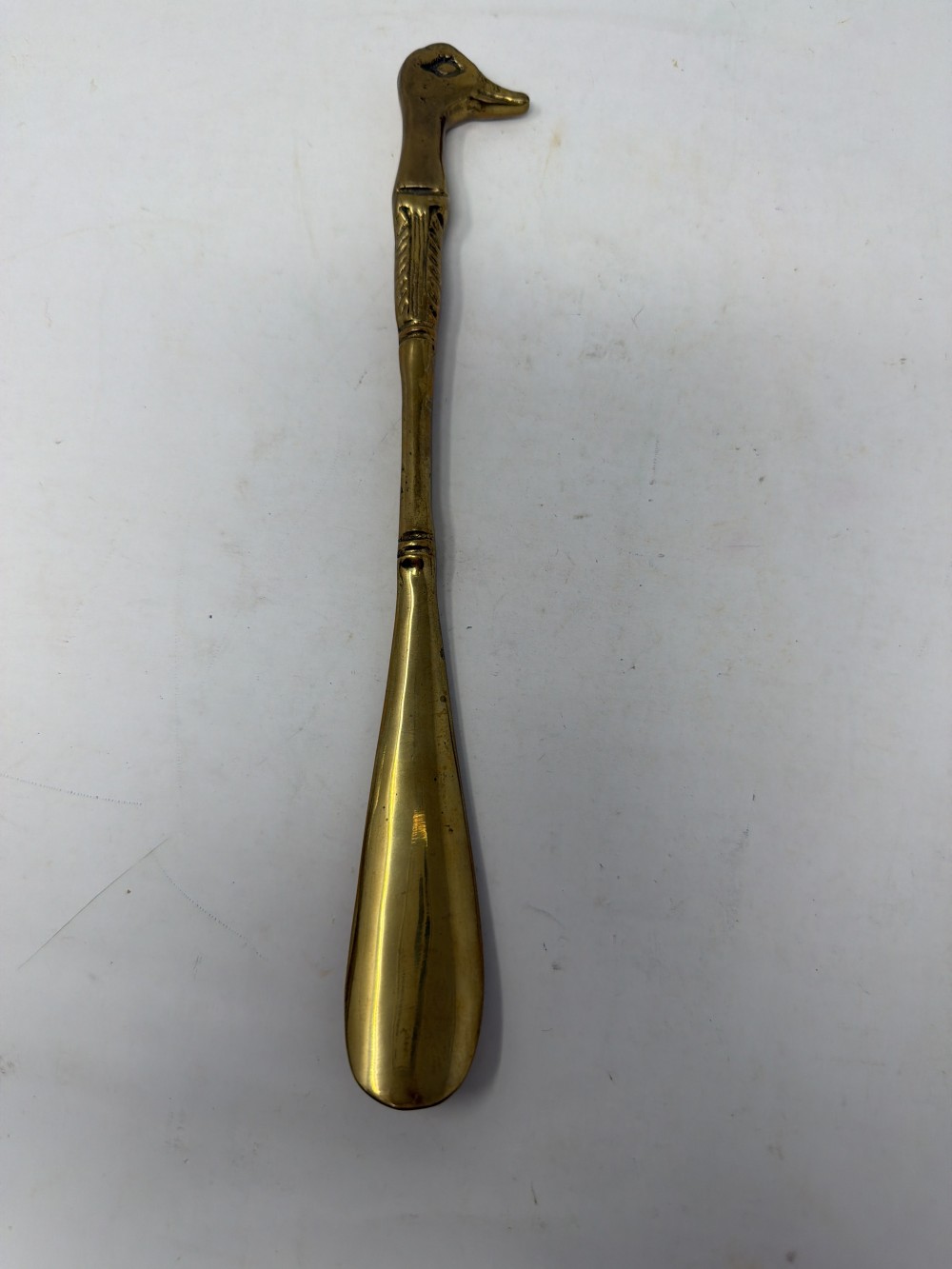Vtg Brass Duck Head Shoehorn