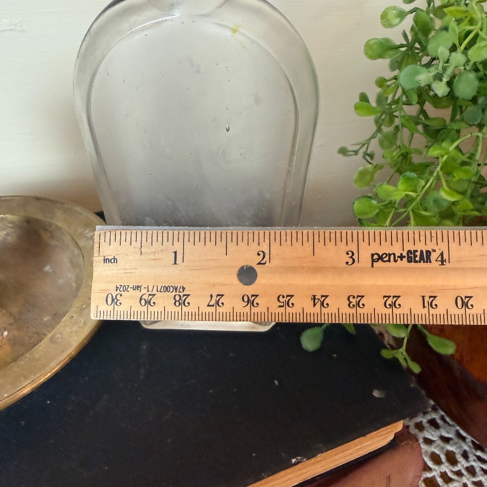 Antique Clear Glass Strap-Side Whiskey Flask
