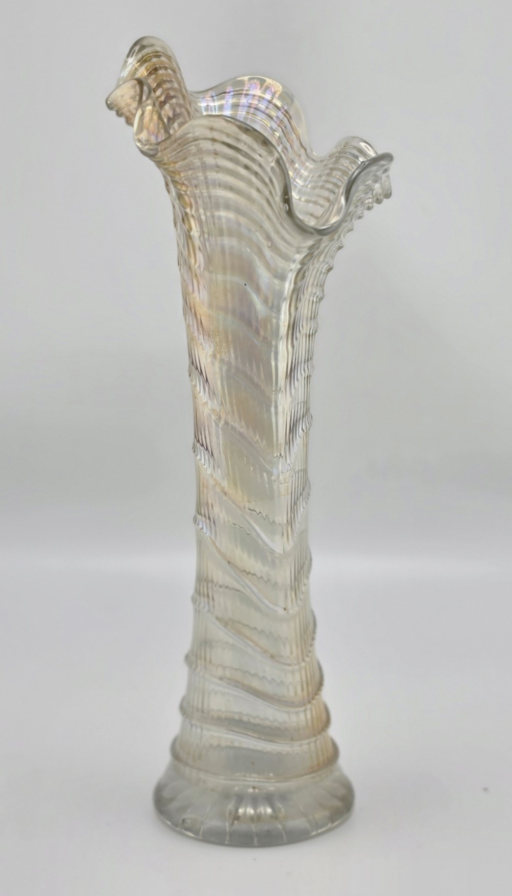 Antique 1920s Imperial Glass Ripple Swung Vase Marigold