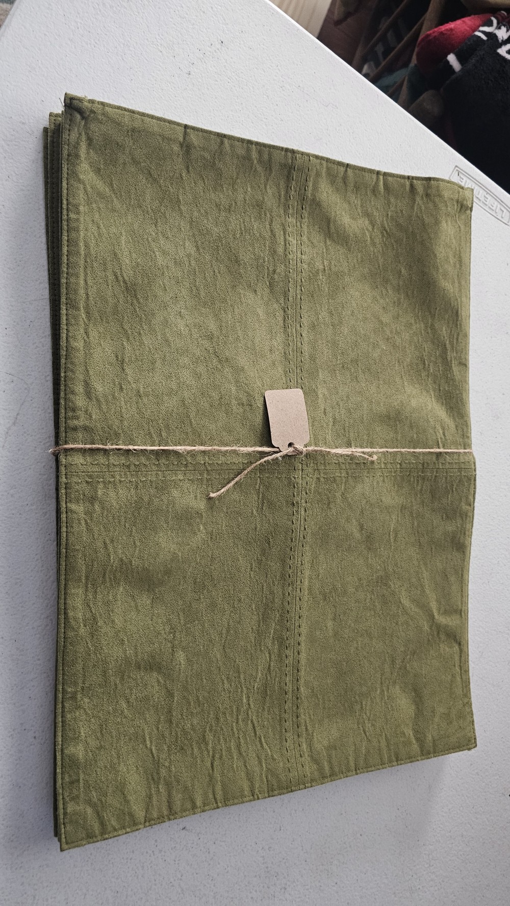 Set of 8 Green Suede placemats