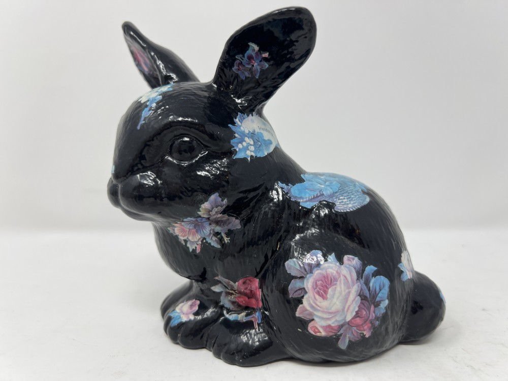 Sweet Black Floral Bunny