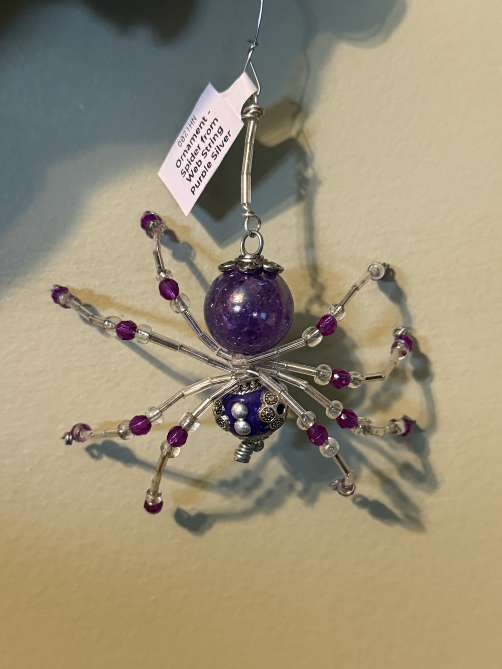 Ornament -  Spider L from Web String Purple Silver