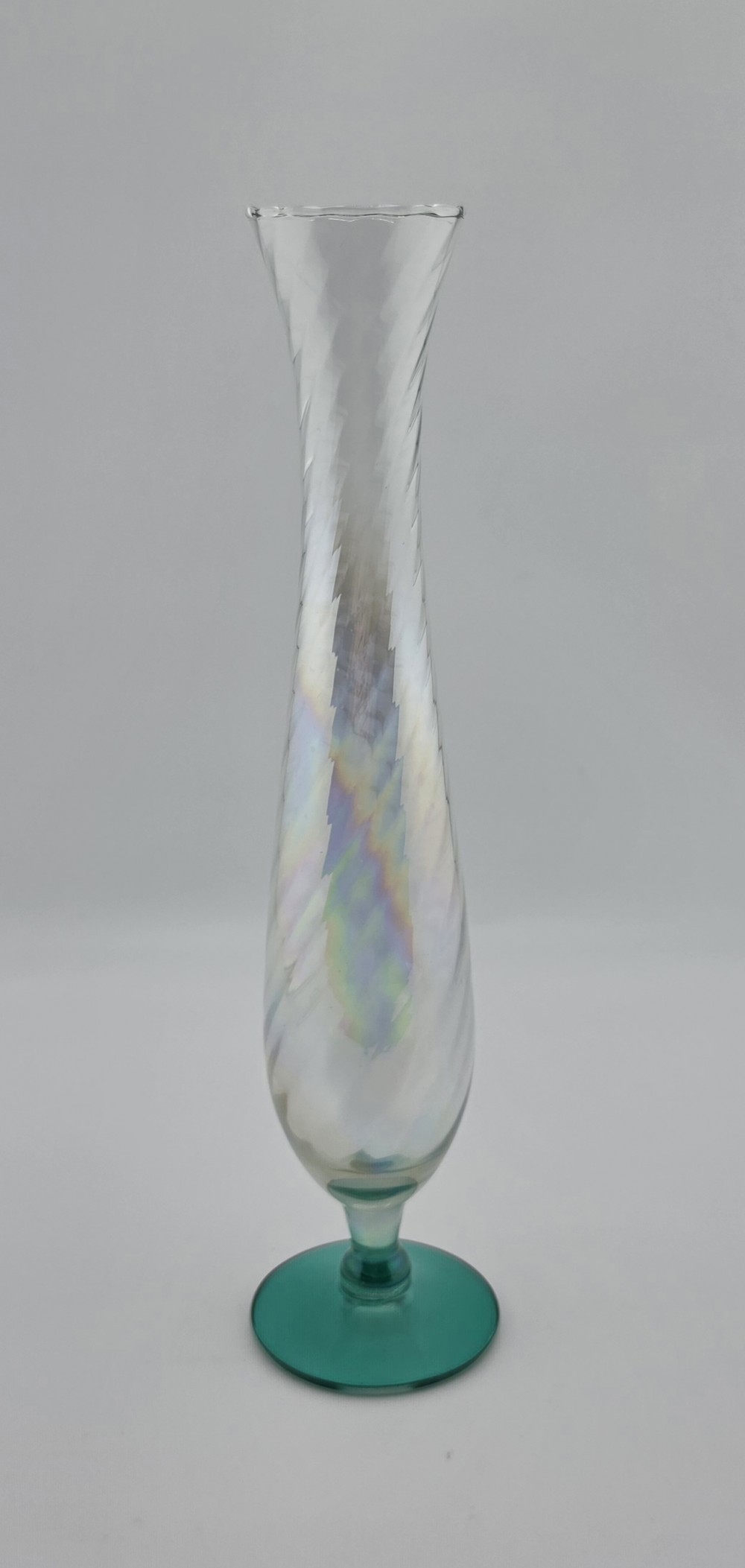 VTG MCM Optic Swirl Bud Vase Green Base